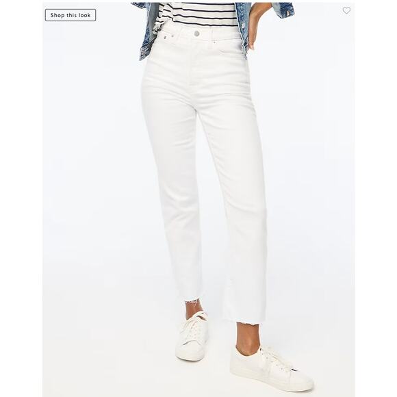 J.Crew Jean Women 28 White Factory Stovepipe Straight Stretch Raw Hem Preppy NWT - Picture 1 of 10